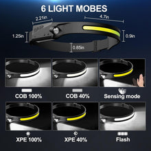Load image into Gallery viewer, Waterproof 4-Pack Rechargeable Headlamps with Motion Sensor &amp; 30° Wide Beam