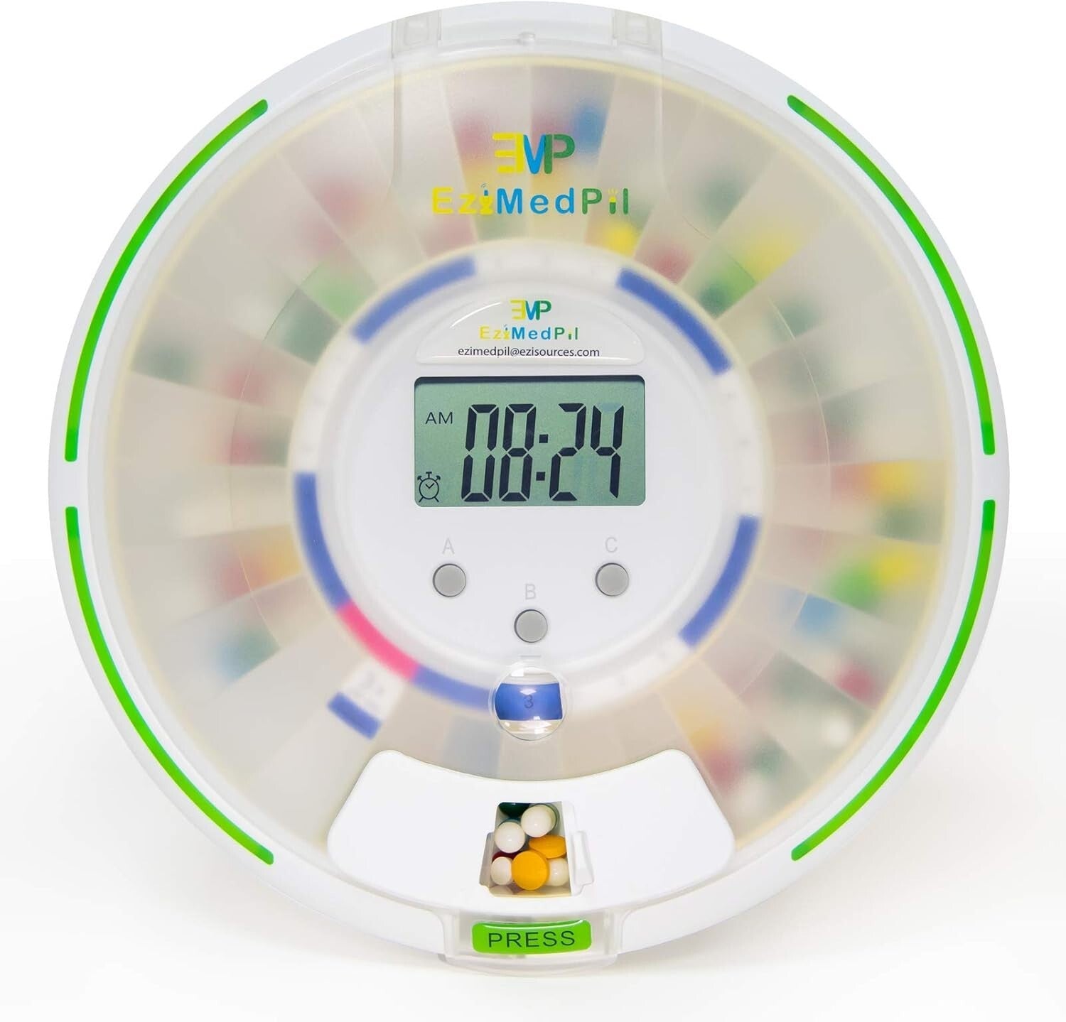 Secure Automatic Pill Dispenser with 6 Alarms and Large LCD - Caregiver's Aid