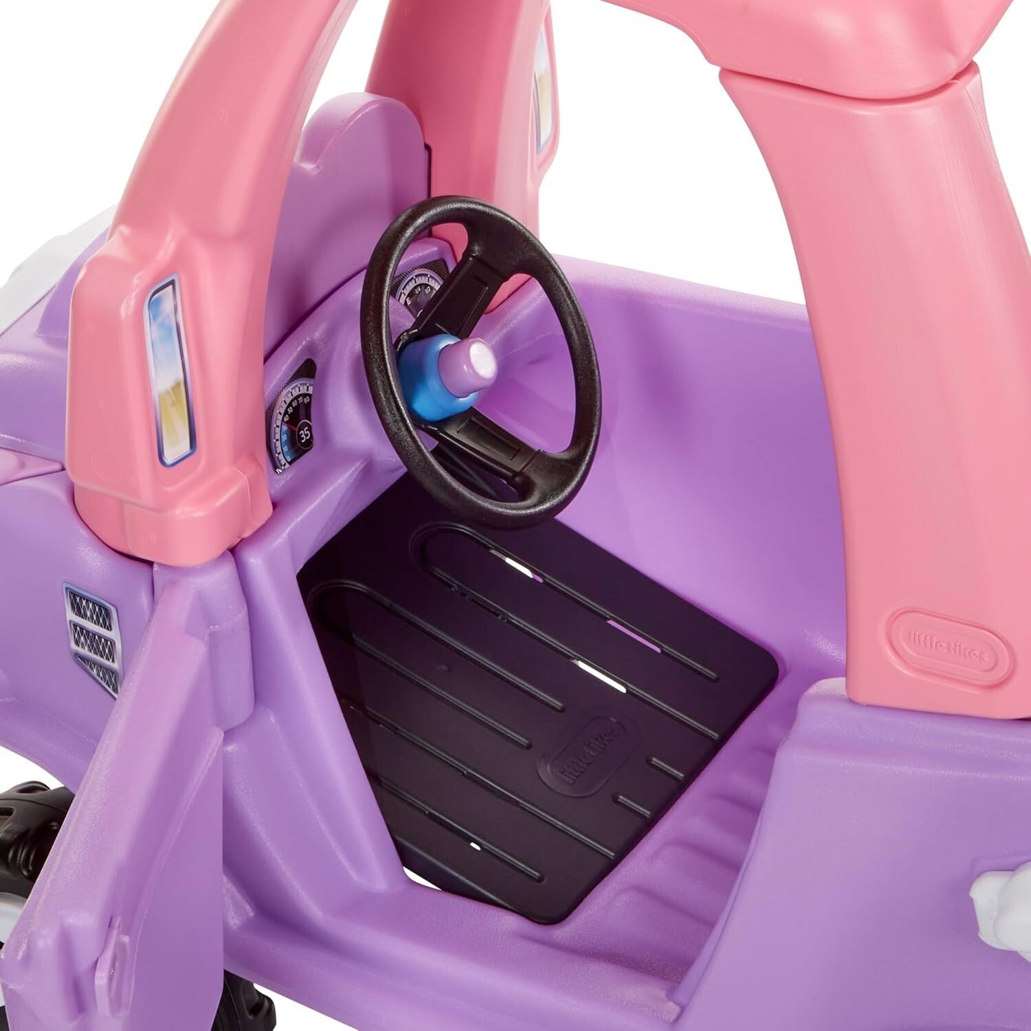 Girls' Cozy Ride-On Pink Truck with Push Handle and Rugged Wheels, 35.1x17.94in