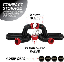 Load image into Gallery viewer, Durable 20-Foot RV Sewer Hose Kit - 2 Collapsible Hoses &amp; 90-Degree Adapter