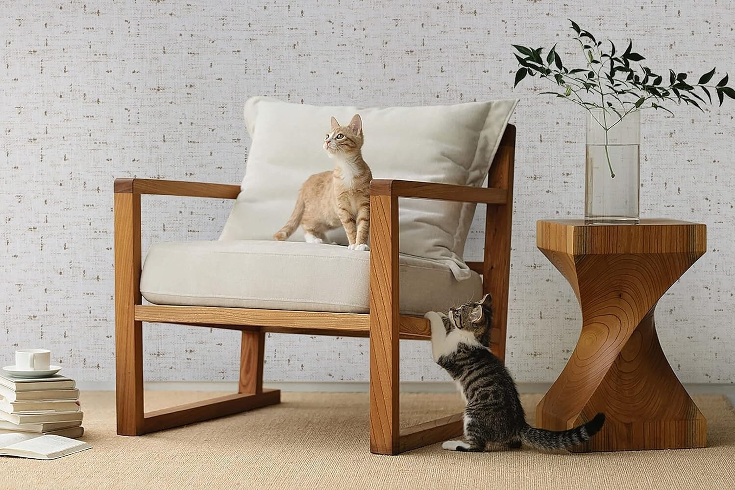 Easy to Use Beige Grasscloth Wallpaper - 17.7'' x 394'' Moisture-Proof Solution