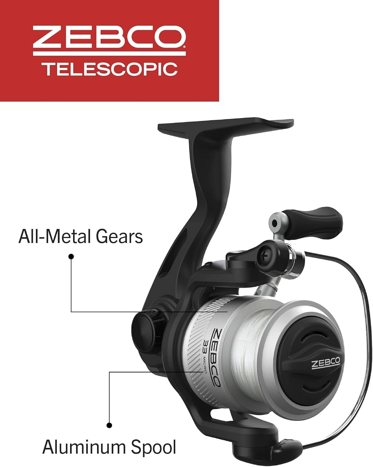 Compact Telescoping Fishing Combo: 33 Spinning Reel with 5ft Rod for All Anglers