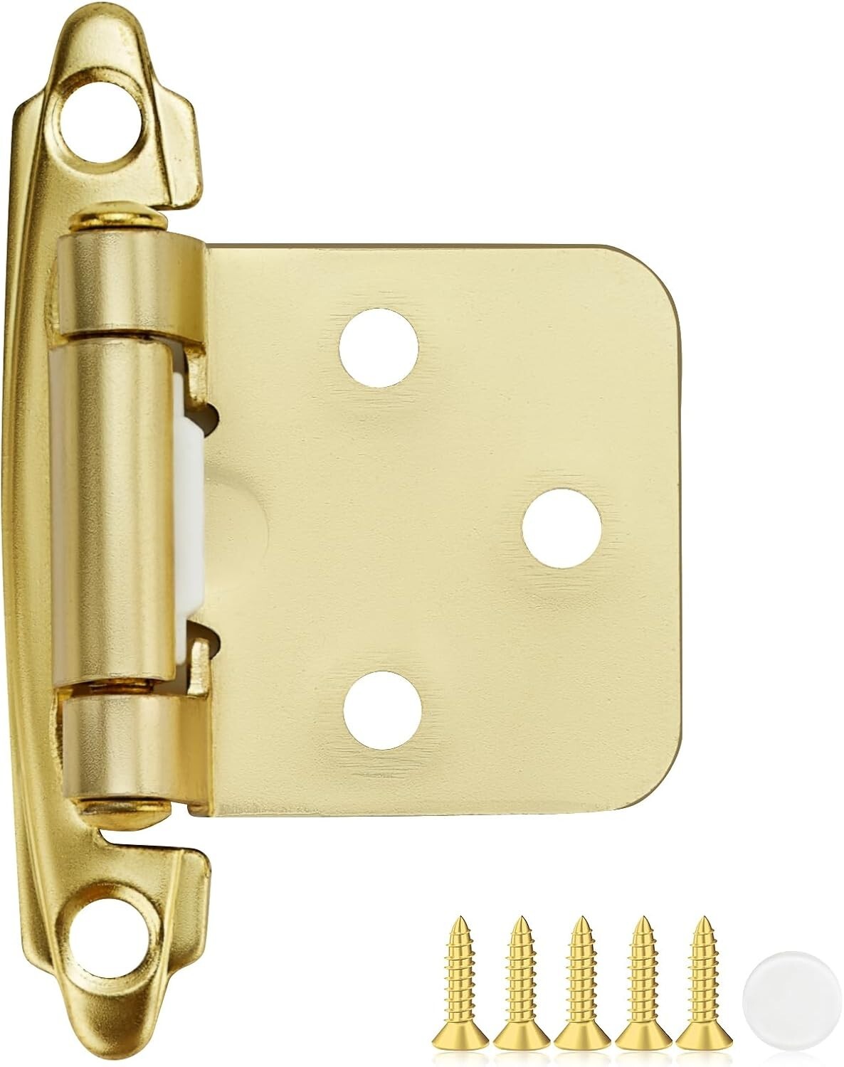 40 Pack Gold Self-Closing Cabinet Hinges - 1/2 Inch Overlay, Quiet Operation