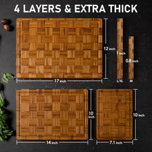 Load image into Gallery viewer, Set of 3 Extra Large Bamboo Cutting Boards with Juice Groove - Kitchen Essential