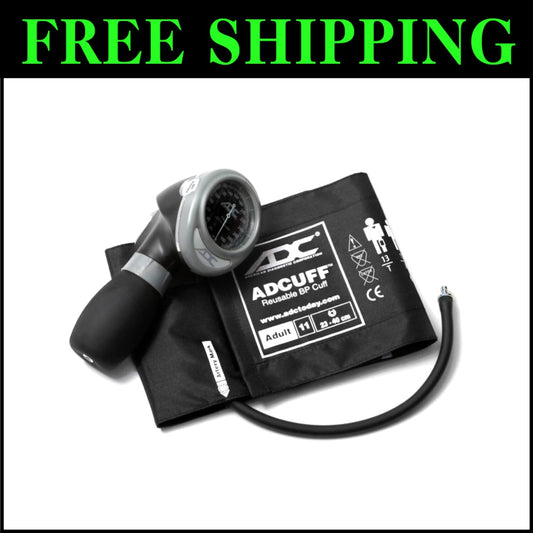 Accurate Palm Style Aneroid Sphygmomanometer with Nylon Cuff - Adult Size, Black