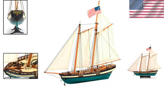 Virginia Schooner Model Crafting Kit - 1:41 Scale Wooden Ship with Display Base