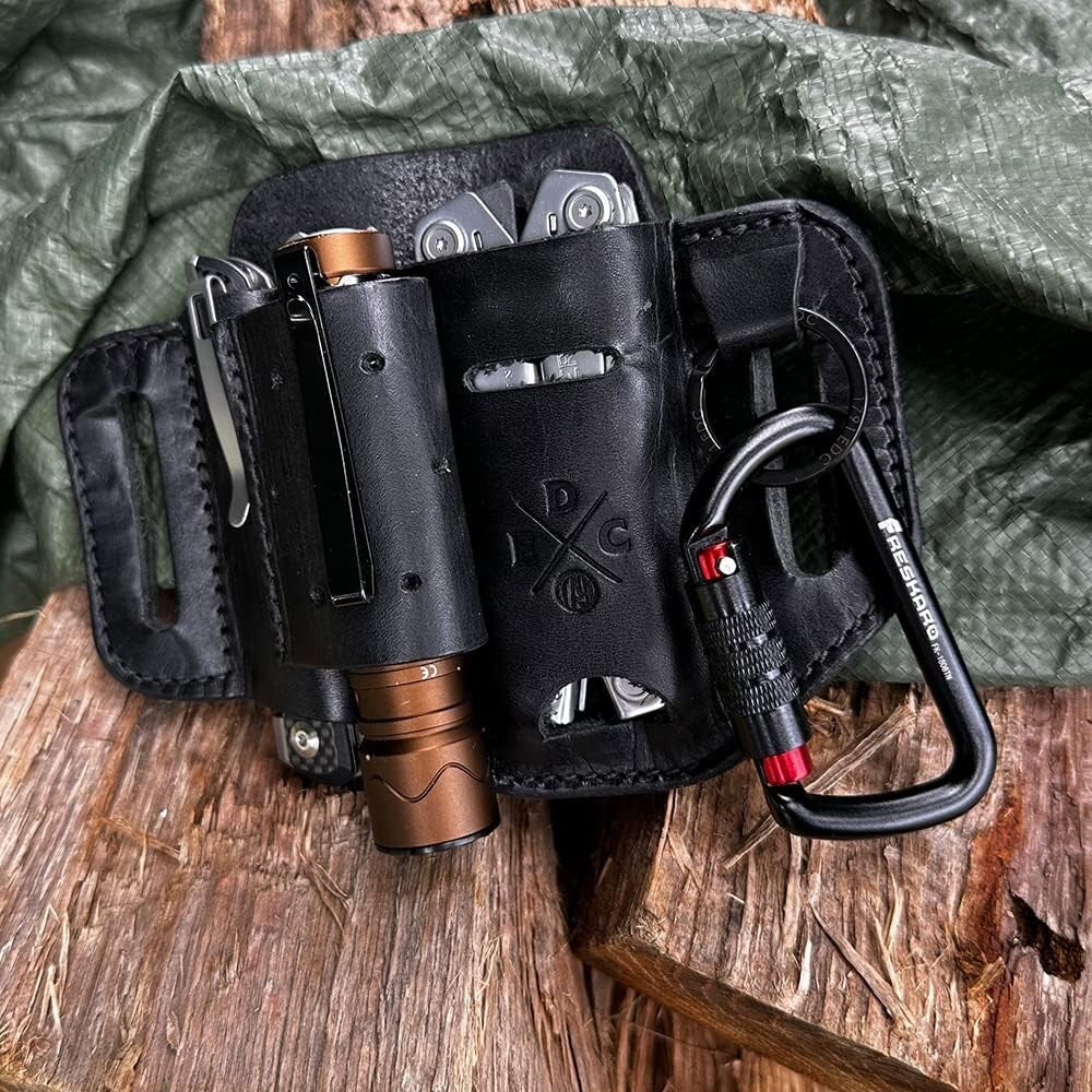 Durable Chestnut Leather Holster for Multitool & Accessories - Lifetime Warranty