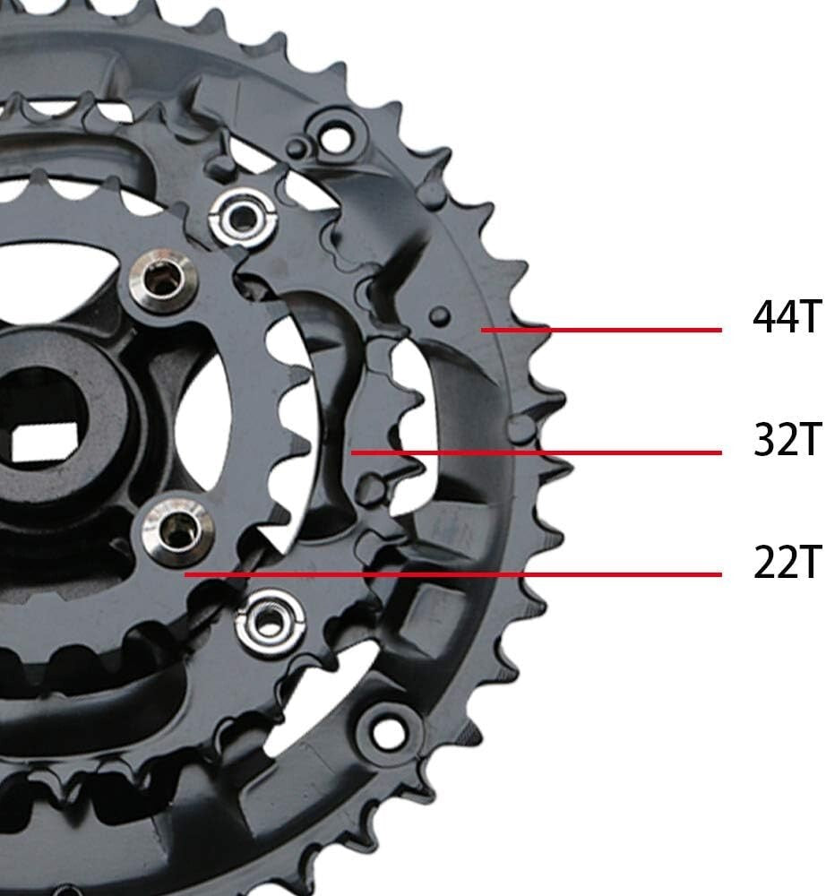 Alloy 6061 MTB Crankset | 9-Speed 22/32/44T, 170mm Crank Arm for Durable Rides