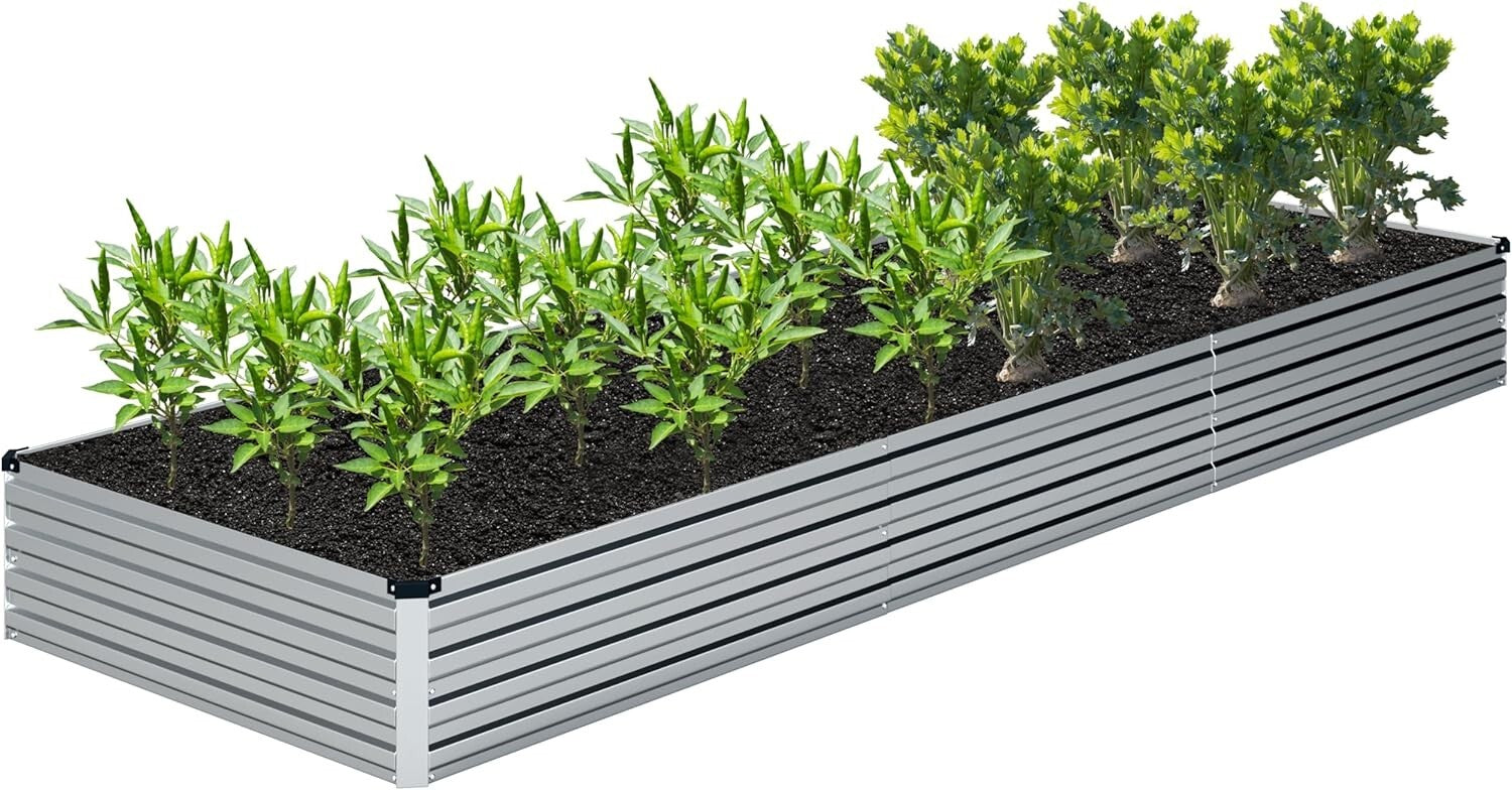 Durable & Safe 2-Piece Raised Garden Bed Kit - 12x4x1FT for Herbs & Fruits