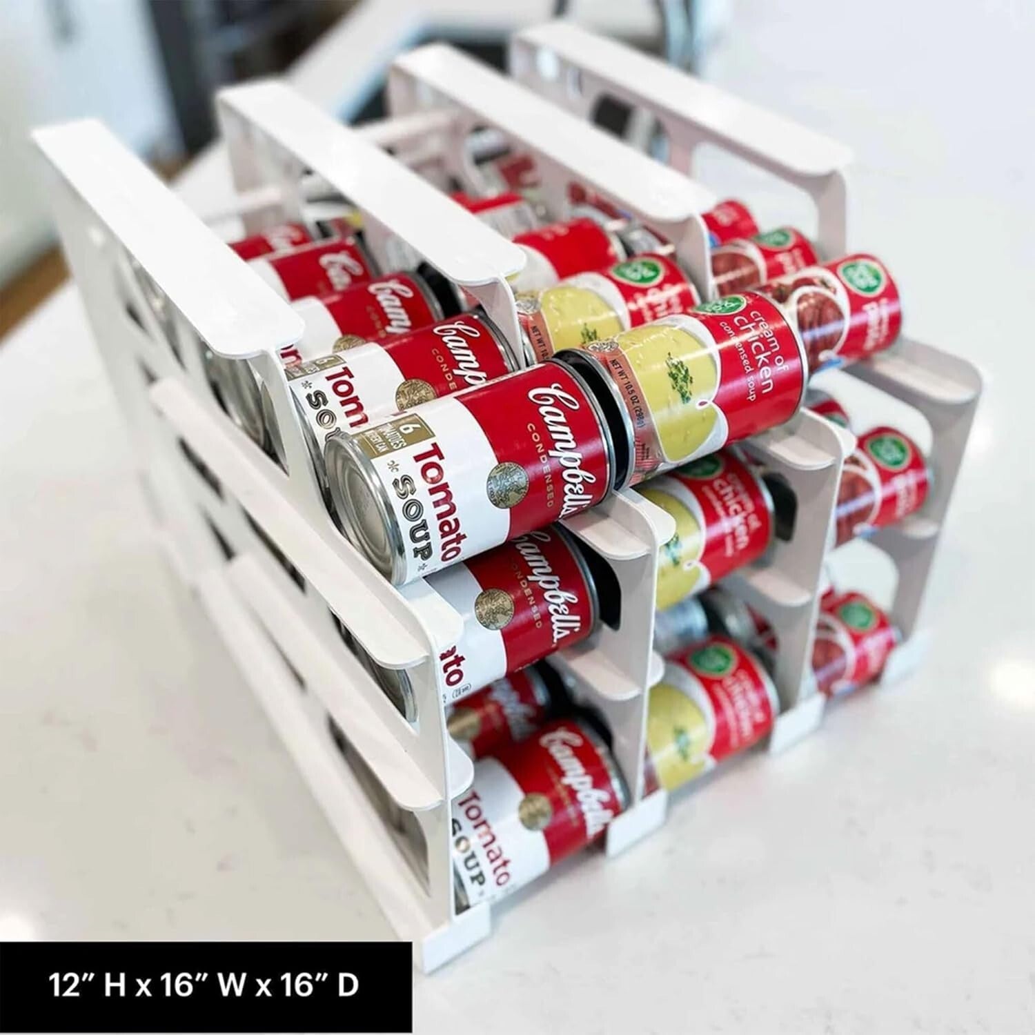 FIFO Canned Goods Organizer Rack - 54 Can Capacity for Efficient Pantry Storage