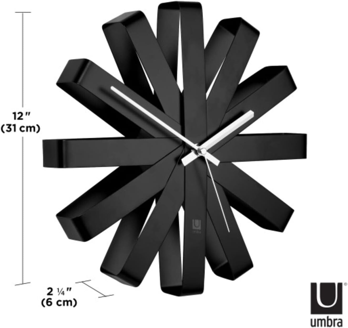 12-Inch Modern Ribbon Wall Clock - Silent Quartz Movement & Stylish Design