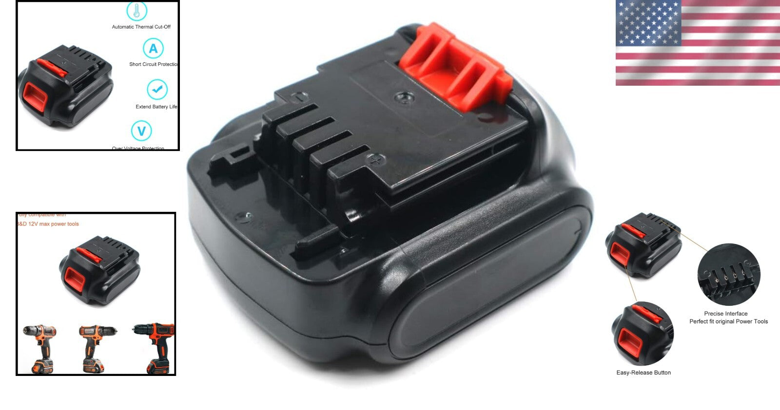 12V Max Battery Replacement for Black & Decker Tools - Lightweight and Powerful