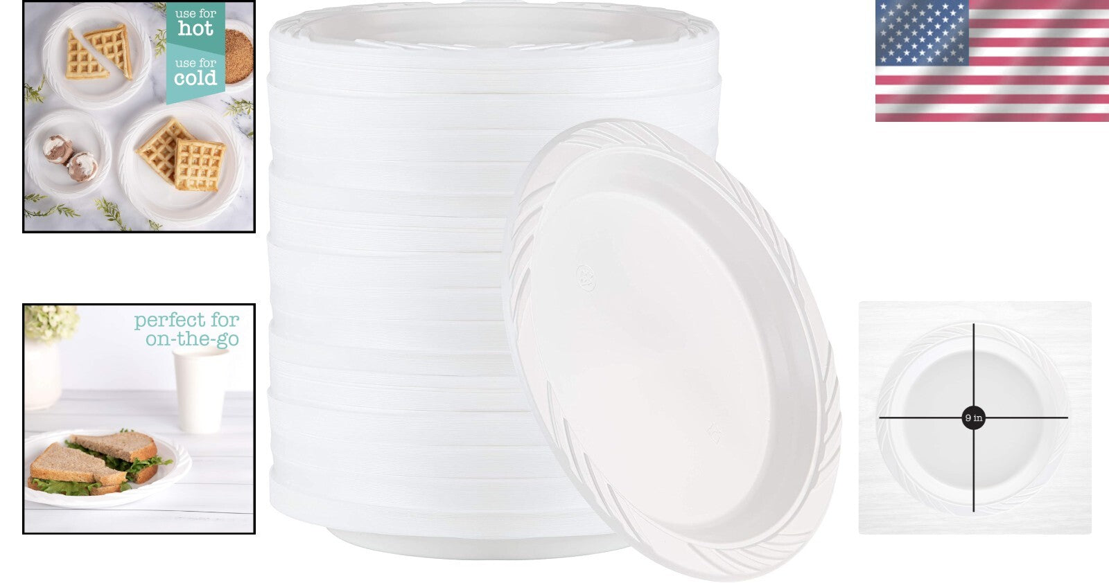 400 Count Glossy 9'' Plastic Dinner Plates - Ideal for Large Parties & Birthdays