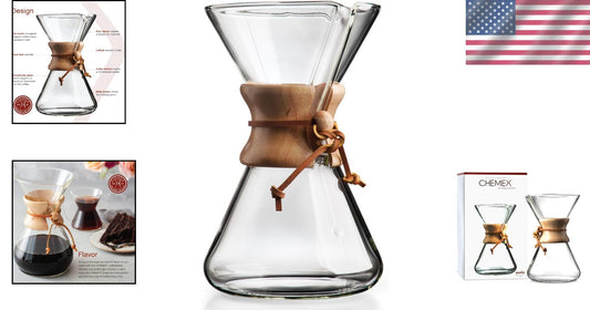 Elegant 8-Cup Hand-Blown Pour-Over Glass Coffee Maker - Artisan Design