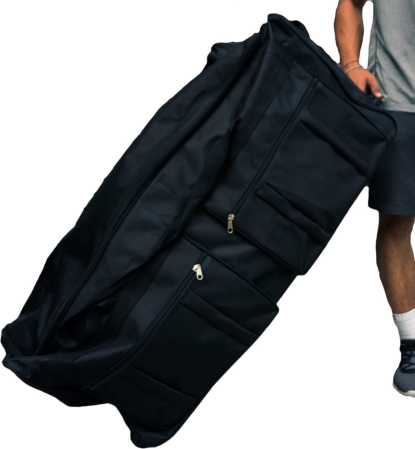 36-Inch Black Rolling Duffle Bag with Telescopic Handle - Heavy Duty & Versatile