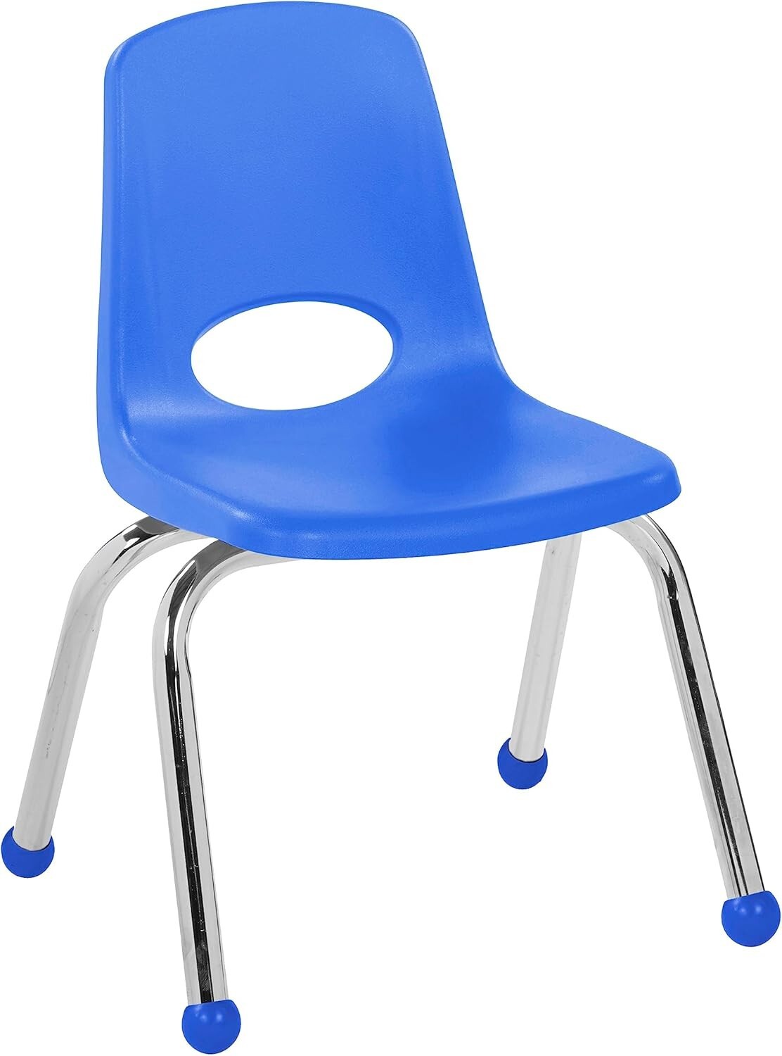 Durable 12" School Stack Chair Set - 6 Blue Seats with Smooth Ball Glides