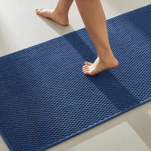 Load image into Gallery viewer, Elegant Quick Dry Navy Blue Bath Mat - Washable Non-Slip Runner Rug 24x60