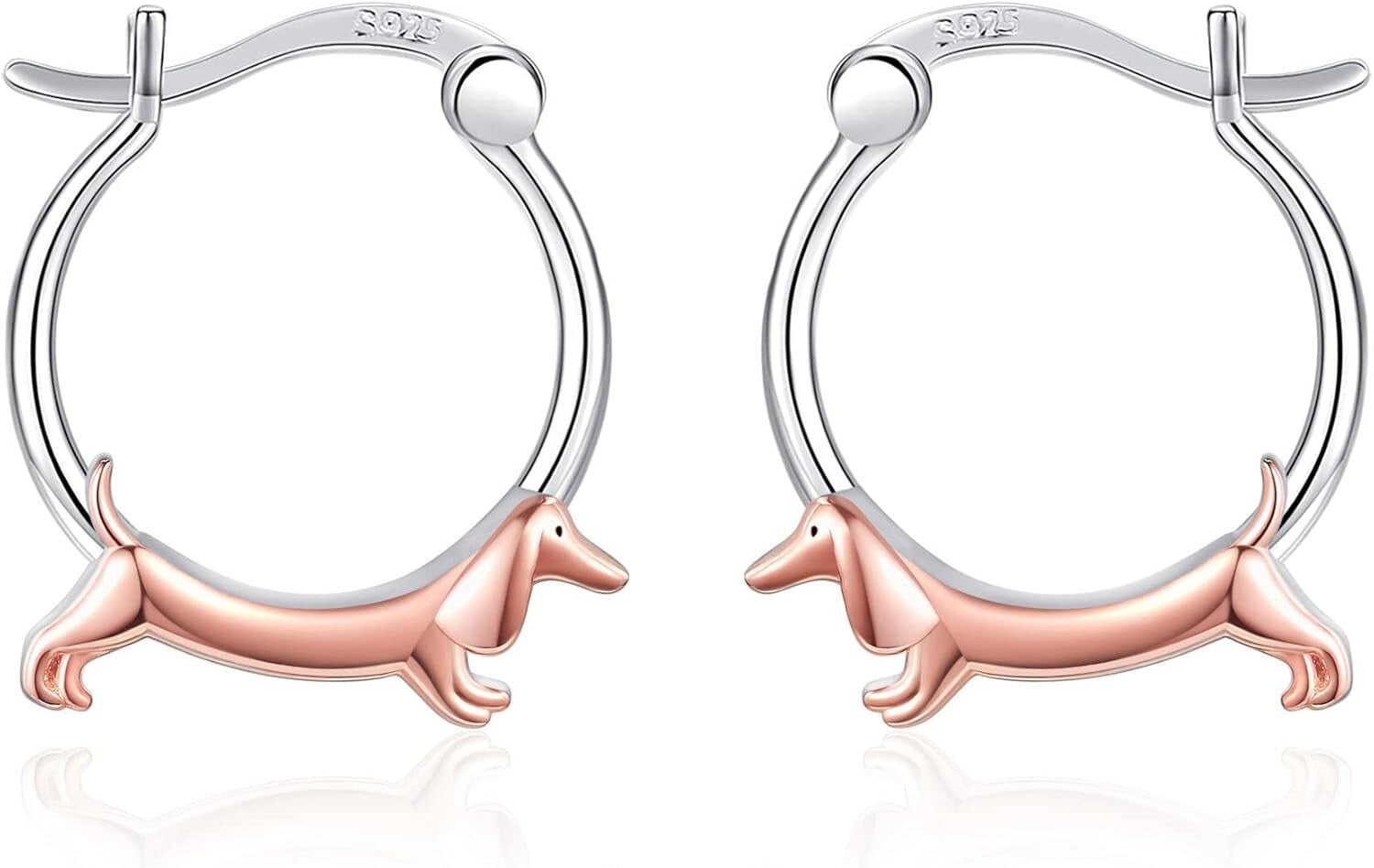 Cute Sterling Silver Dachshund Hoop Earrings - Perfect Jewelry Gift for Her