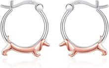 Load image into Gallery viewer, Cute Sterling Silver Dachshund Hoop Earrings - Perfect Jewelry Gift for Her