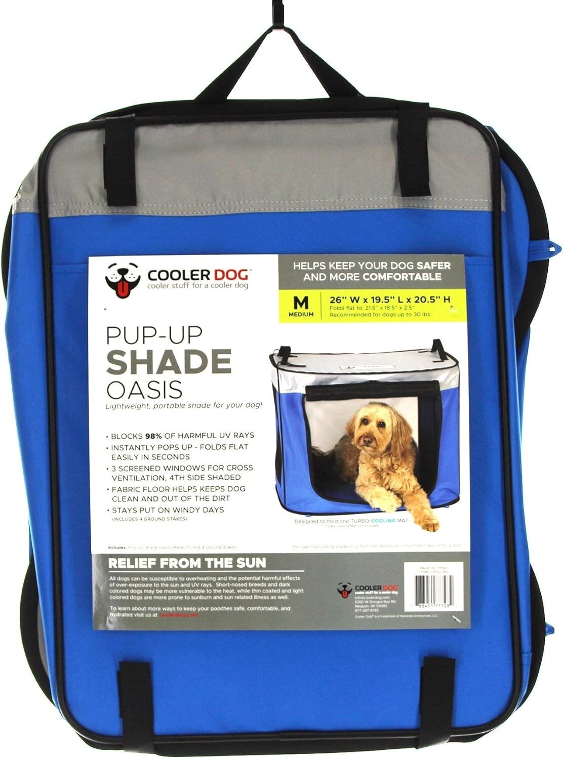 Medium Fabric Dog Shade with Ventilated Windows - Ideal for Outdoor Travel