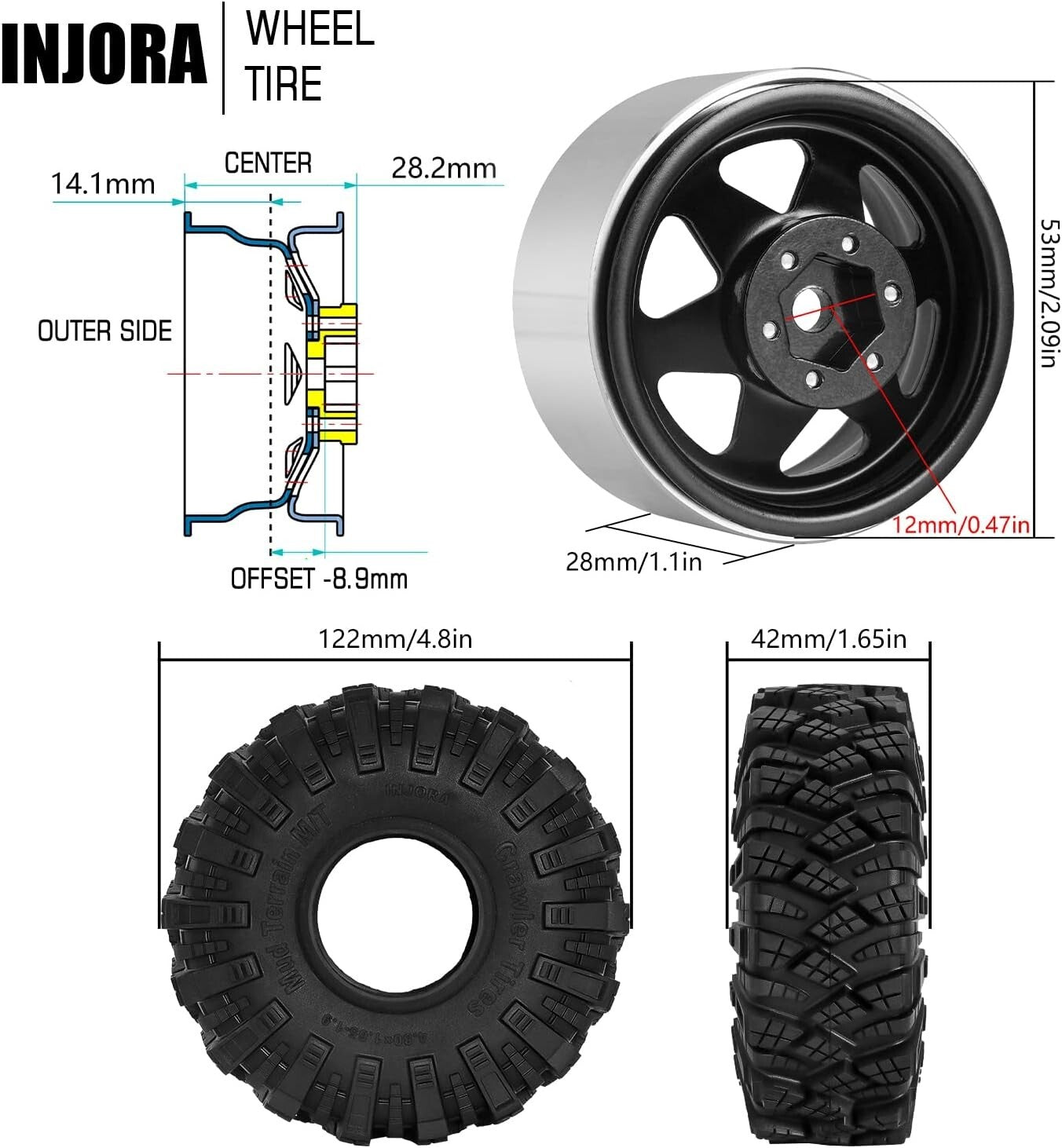 High-Performance 1.9" Mud Tires & Beadlock Rims for Ultimate RC Crawler Control