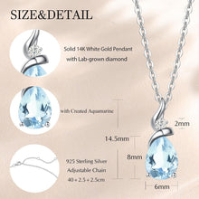Load image into Gallery viewer, Sparkling Aquamarine Birthstone Pendant Necklace with 16" Chain &amp; Diamonds