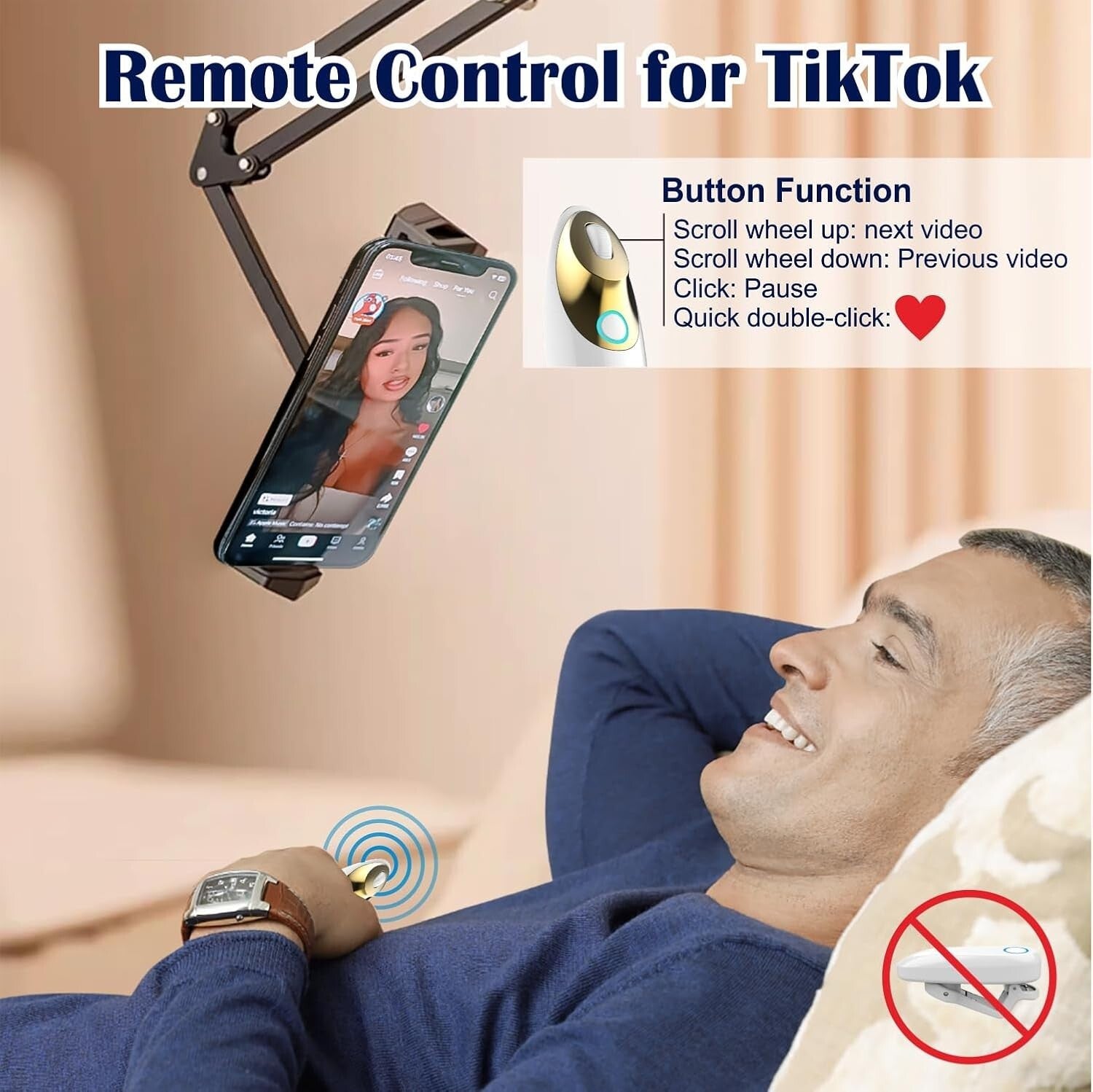 Ergonomic Remote Control Page Turner for Kindle, iPad & TikTok Browsing - White