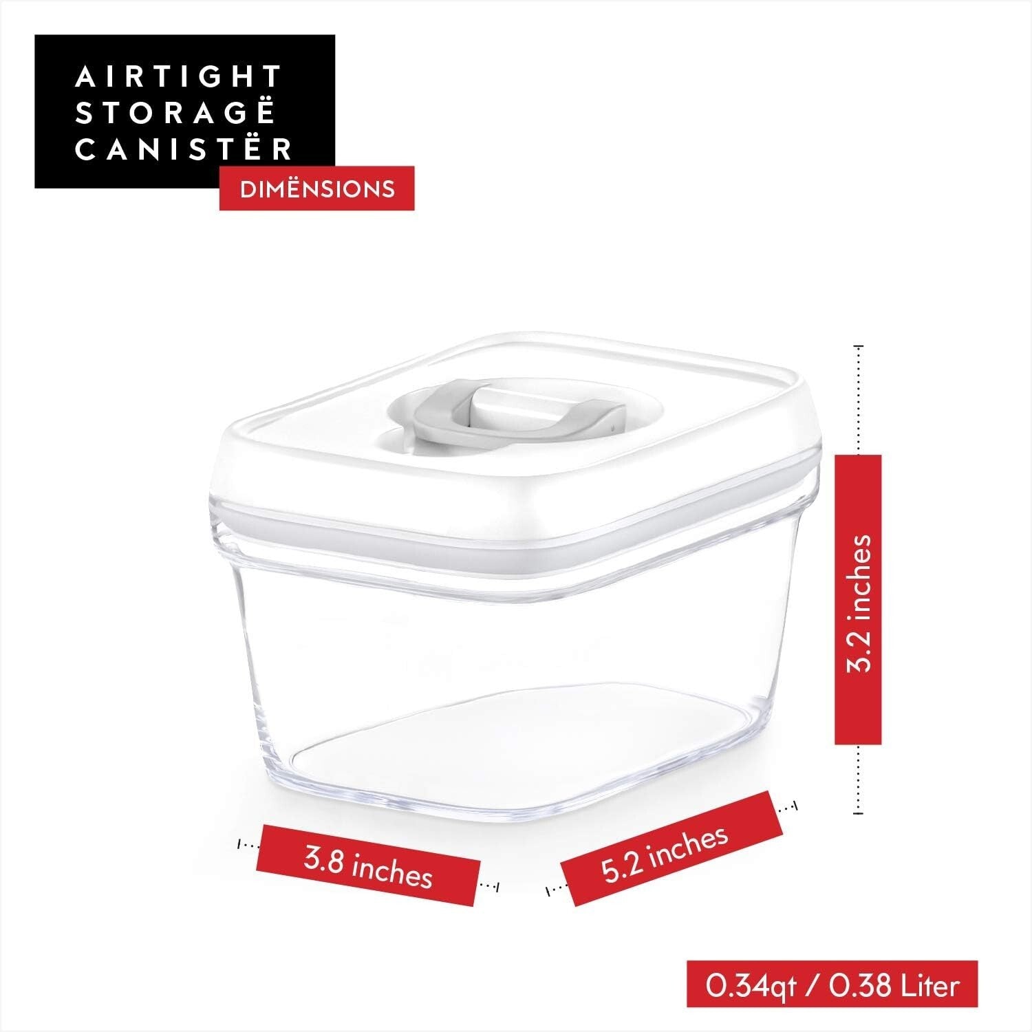 Durable Rectangular Airtight Containers - 6 Clear BPA-Free Kitchen Canisters