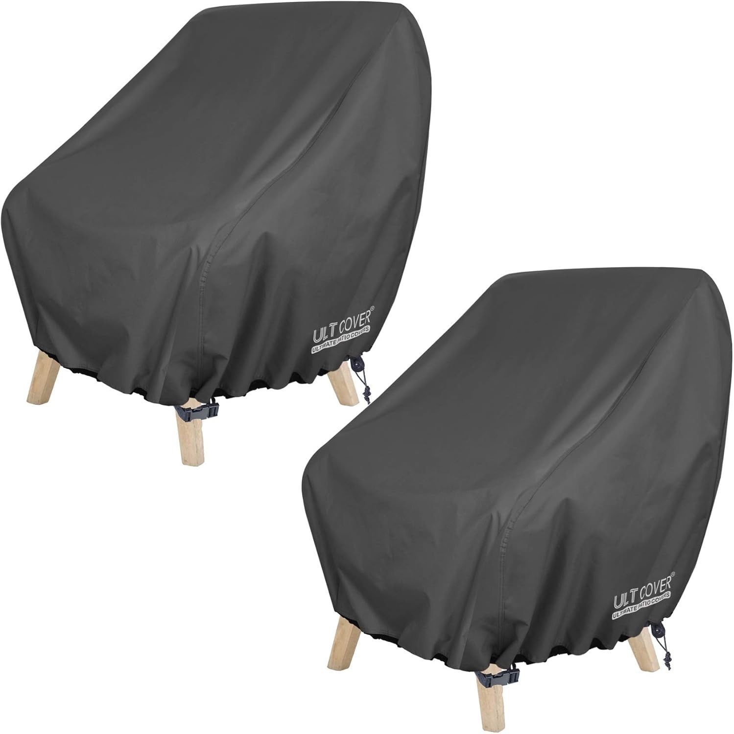 Full Coverage Outdoor Chair Covers - Waterproof Black for Deep Seats 2-Pack