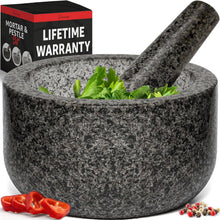 Load image into Gallery viewer, Large Black Granite Mortar and Pestle with Non-Slip Base - Perfect for Sauces
