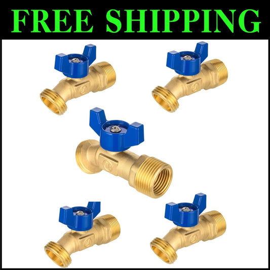 Pack of 5 Brass 1/4-Turn Outdoor Spigot Valves - Efficient Hose Bibb Connectors