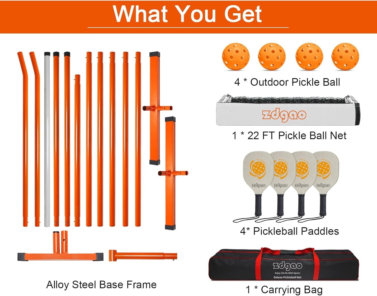 Complete 22FT Regulation Pickleball Set with Paddles & Carry Bag for Outdoor Fun