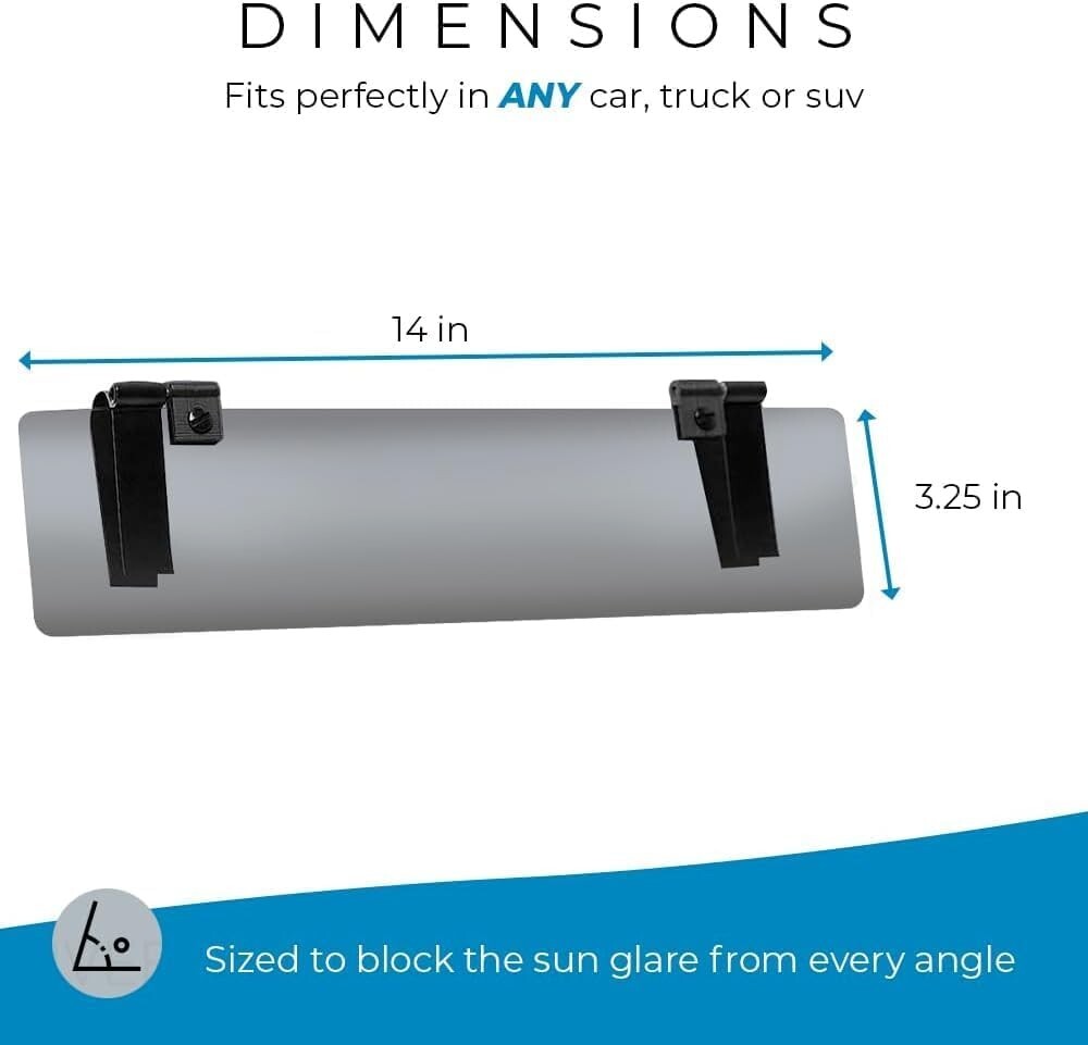 Durable Hook-and-Loop Car Sun Visor Extender with Polarized Lens for UV Defense