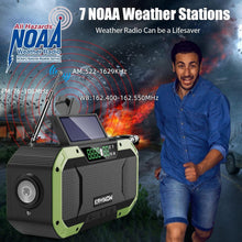 Load image into Gallery viewer, Compact Hand Crank and Solar-Powered NOAA Weather Radio with Bluetooth Speaker