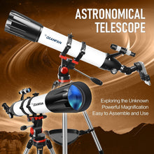 Load image into Gallery viewer, Portable 90mm Refractor Telescope - 800mm &amp; Phone Adapter for Stargazing