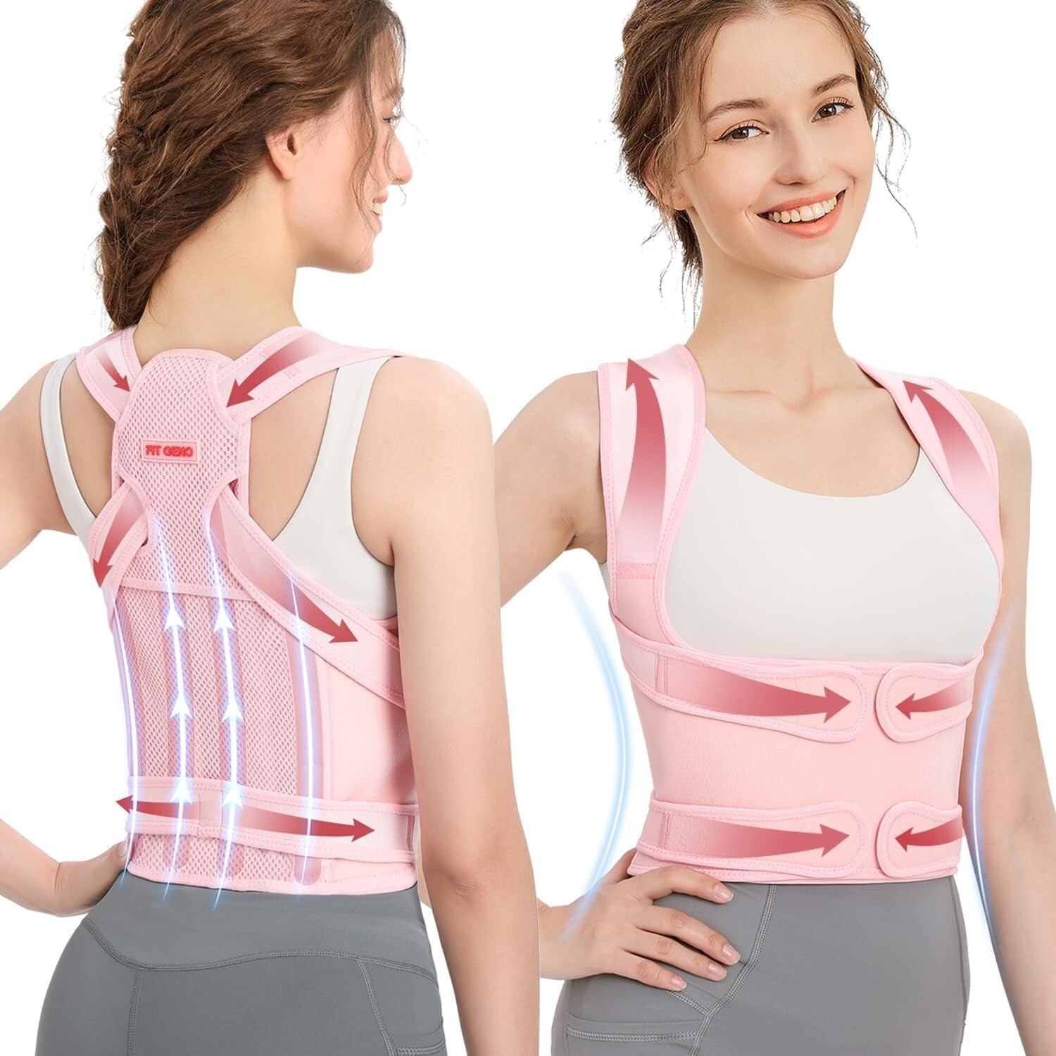 Two-in-One Posture and Back Support for Women - Adjustable & Breathable Design