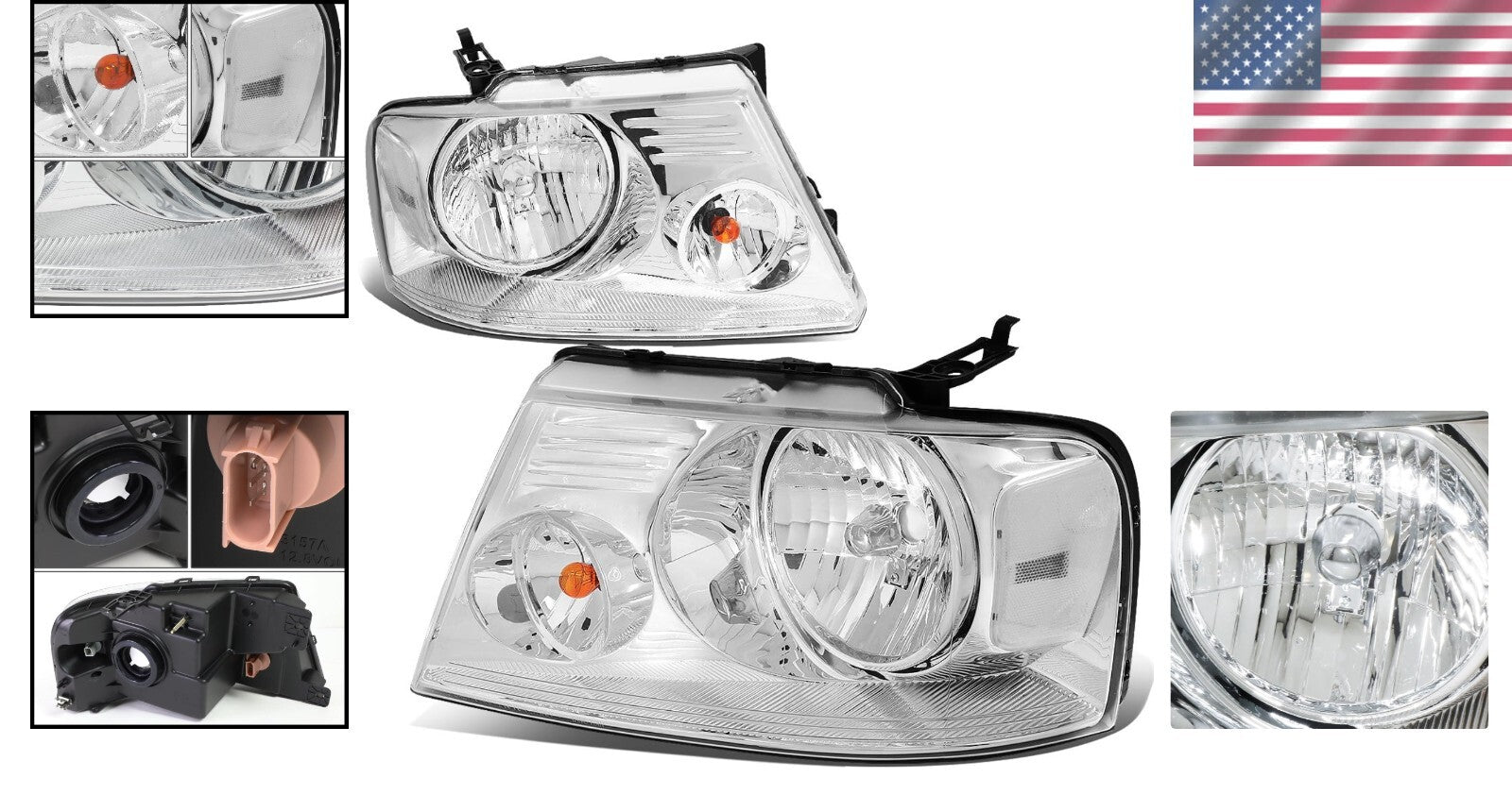Enhance Visibility with Chrome Clear Headlights for 2004-2008 F150 & Mark LT