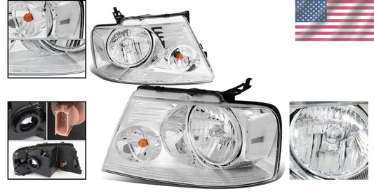 Enhance Visibility with Chrome Clear Headlights for 2004-2008 F150 & Mark LT