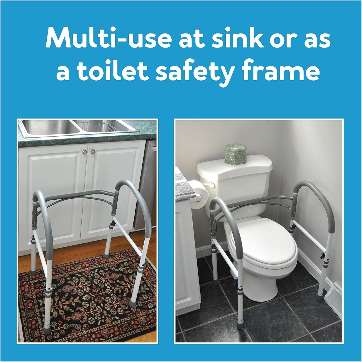 Adjustable Toilet Safety Rails and Handles for Seniors - Easy Setup & Sturdy