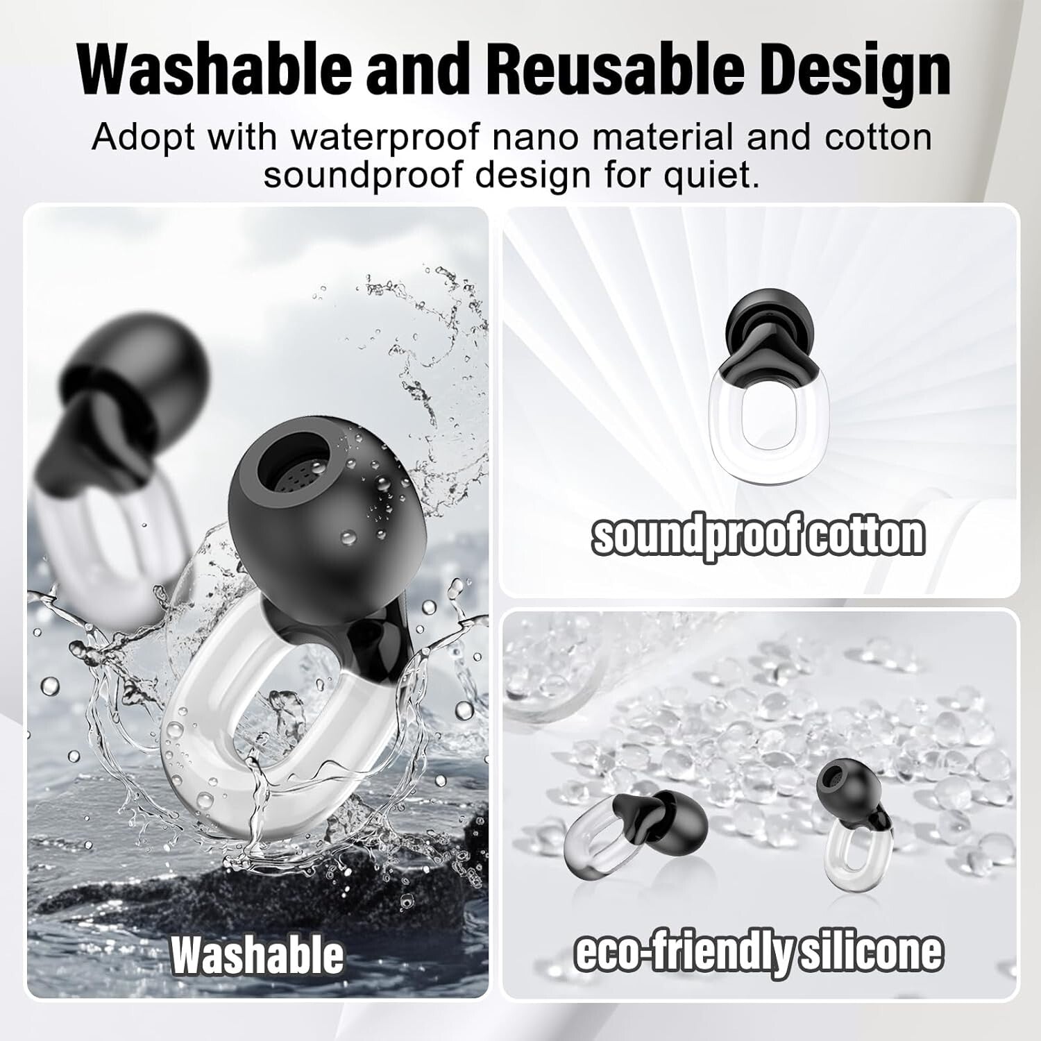 Custom Fit Ear Plugs for Sleeping - 35dB Noise Cancellation, 7 Replaceable Tips