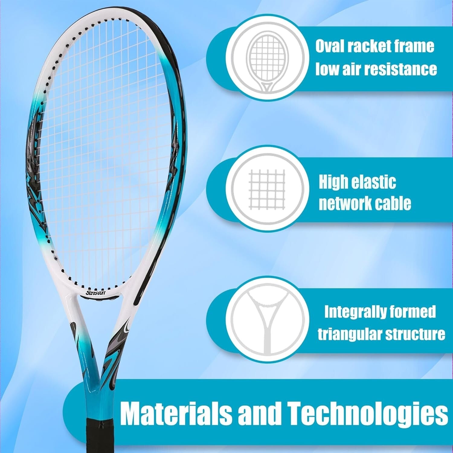 Beginner-Friendly 27-Inch Aluminum Tennis Racket with Shock Absorbing Grip