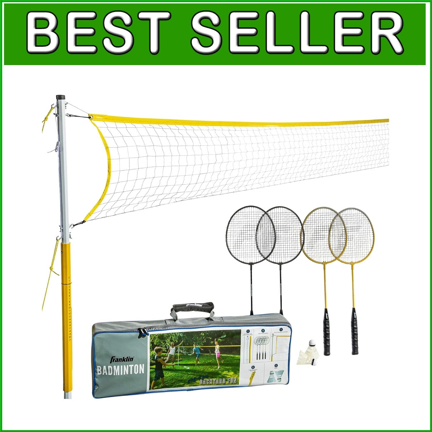 Family-Friendly Badminton Set with Portable Net - Perfect for Beach or BBQ