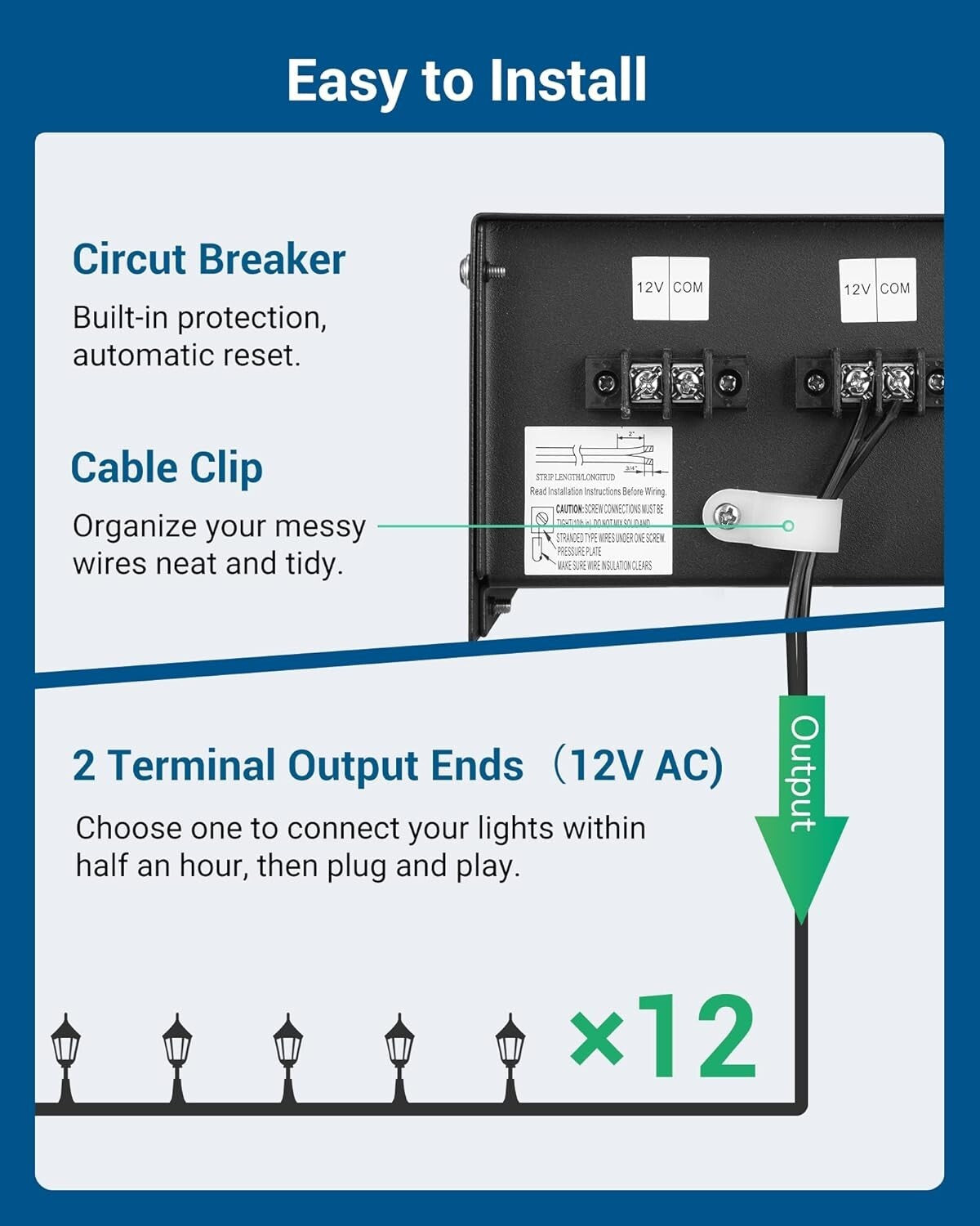 Durable 200W Landscape Lighting Transformer with Countdown Timer and ETL Listing