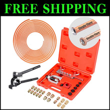 Load image into Gallery viewer, Flexible 3/16" Brake Line with Fittings &amp; Comprehensive Flaring Tool Kit - 25 FT