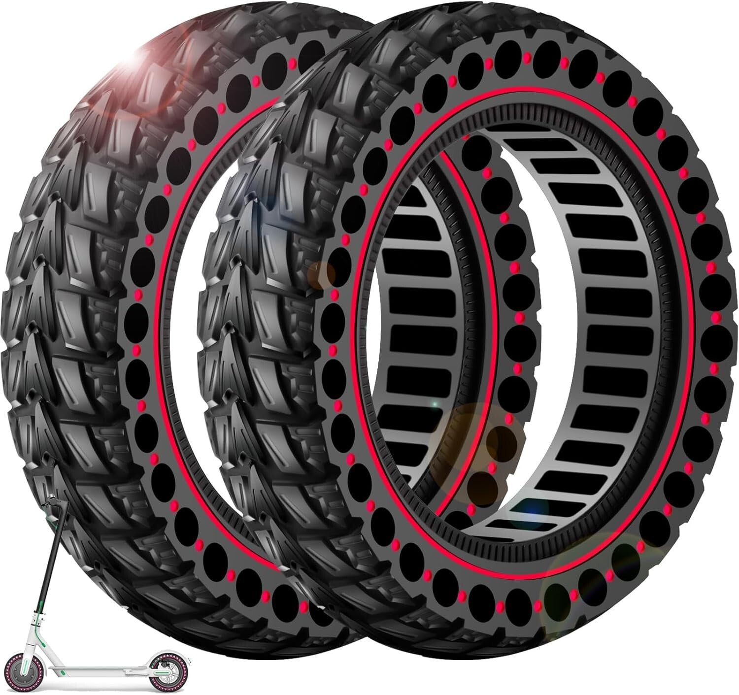 Year-Round 2PCS 10x2.5 Solid Tires for Electric Scooters - Puncture Resistant
