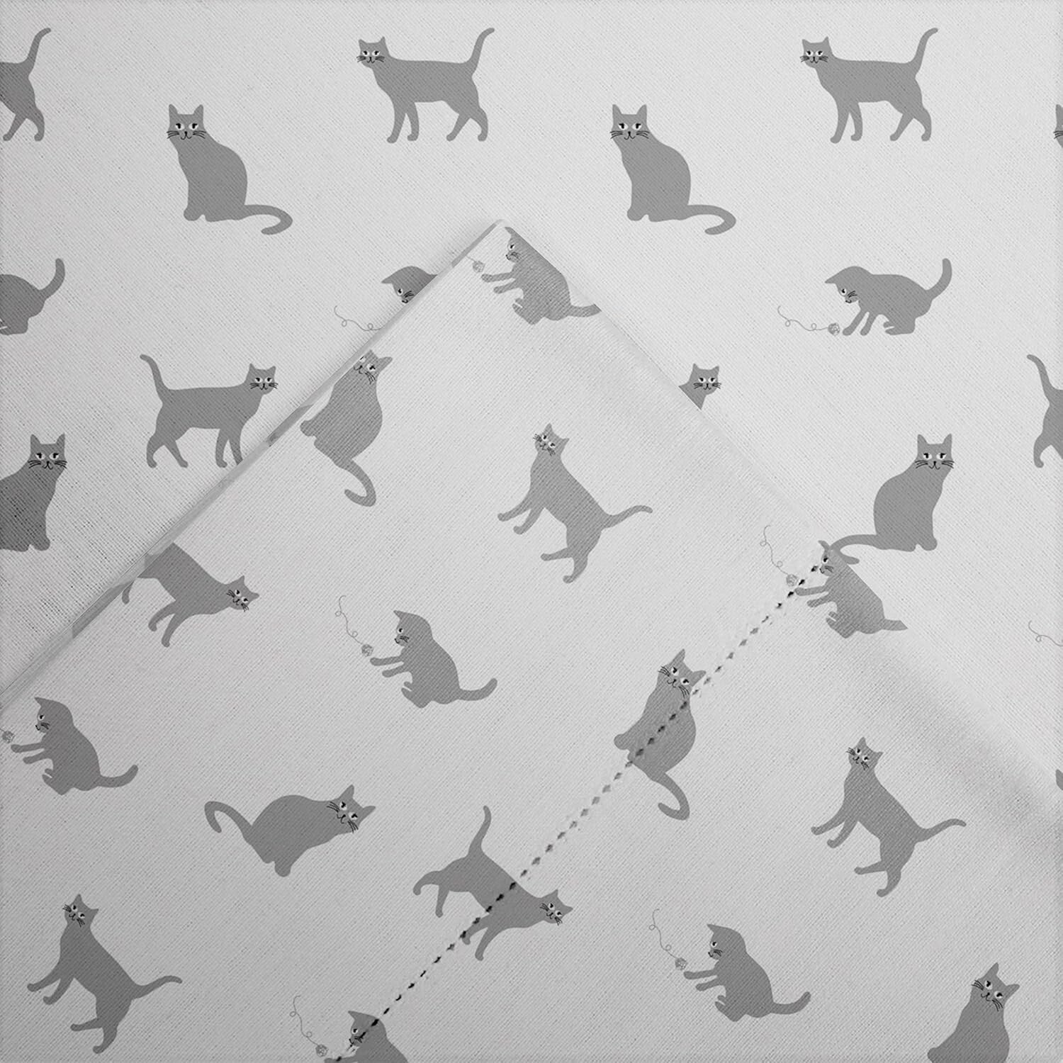 Luxurious 4-Piece Cat-Themed Flannel Sheet Set for Queen Beds - Machine Washable