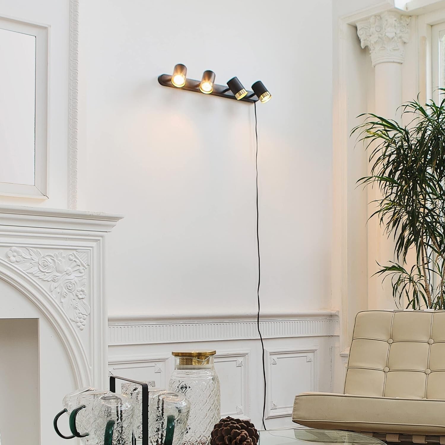 Elegant Matte Black 4-Light Track Light with GU10 Compatibility for Indoor Use