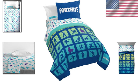 Fortnite Boogie Bomb Twin Bed Set - Reversible Comforter & 5-Piece Sheet Set