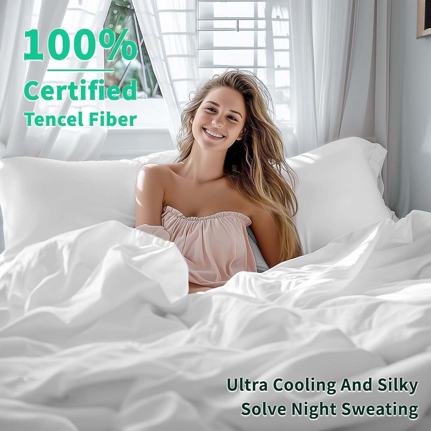 100% Tencel Lyocell King Sheets - Breathable & Hypoallergenic for Hot Sleepers