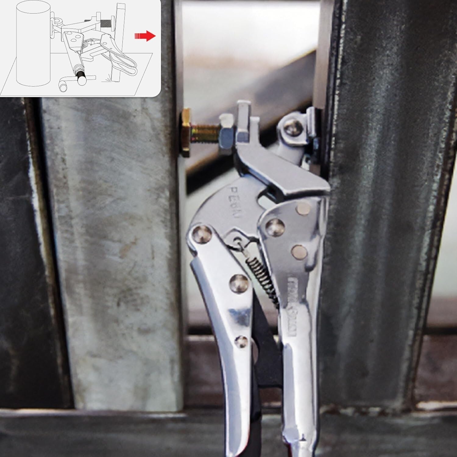 Versatile 10-Inch Reverse-Action Clamping Pliers with Adjustable Magnetic V-Pad